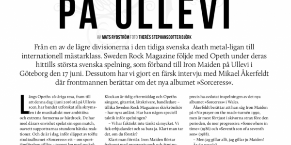 Opeth at Ullevi, feature article for Sweden Rock Magazine