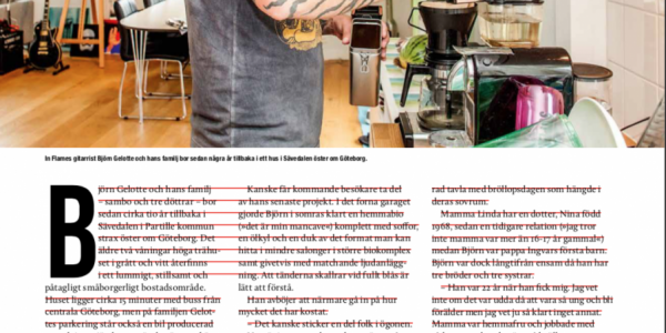Björn Gelotte of In Flames, feature article for Sweden Rock Magazine